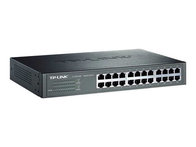 [TL-SG1024D] CONMUTADOR/SWITCH TP-LINK, 24 PUERTOS 10/100/1000, DE SOBREMESA CON ADPTADORES PARA RACK, COLOR GRIS